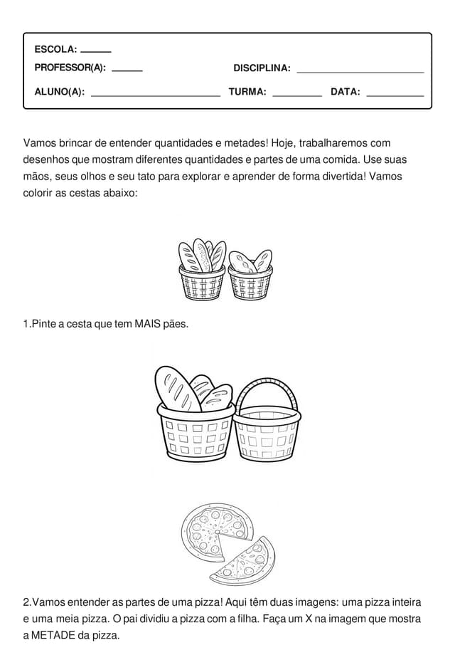 Atividade de Matemática adaptada para aluno com TDAH