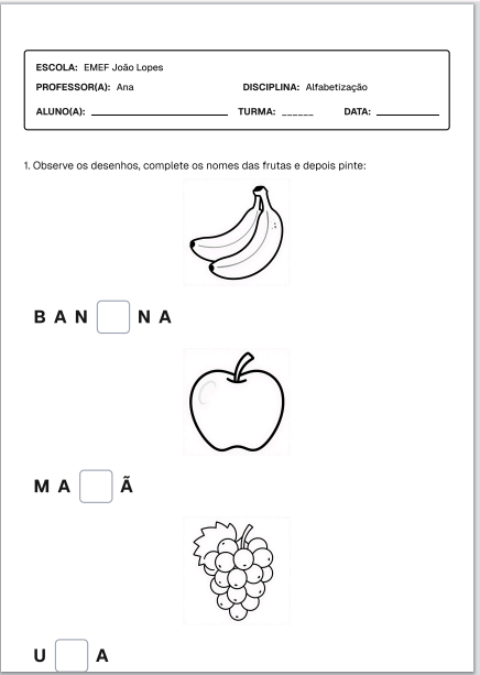 Exemplo de atividade 2